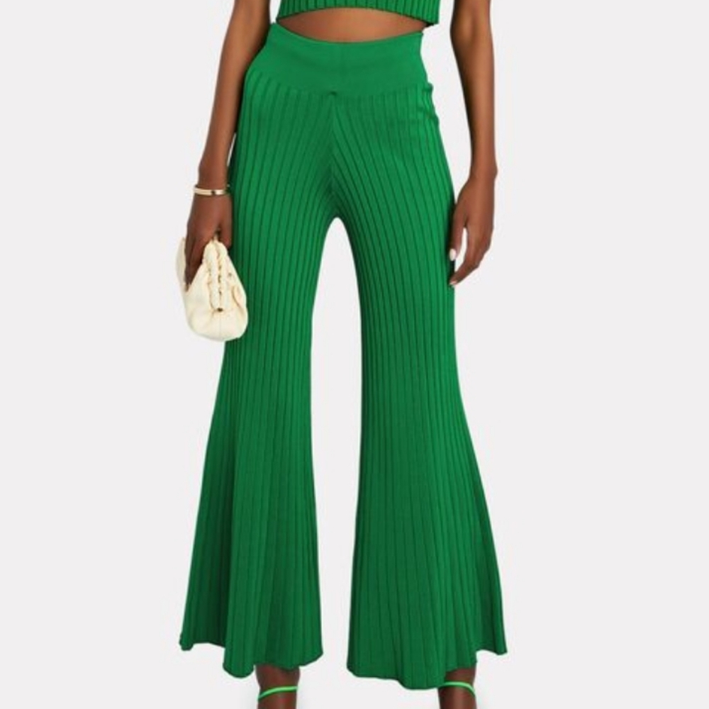 A.L.C. Green Ribbed Flare Astrid Pants sz XS